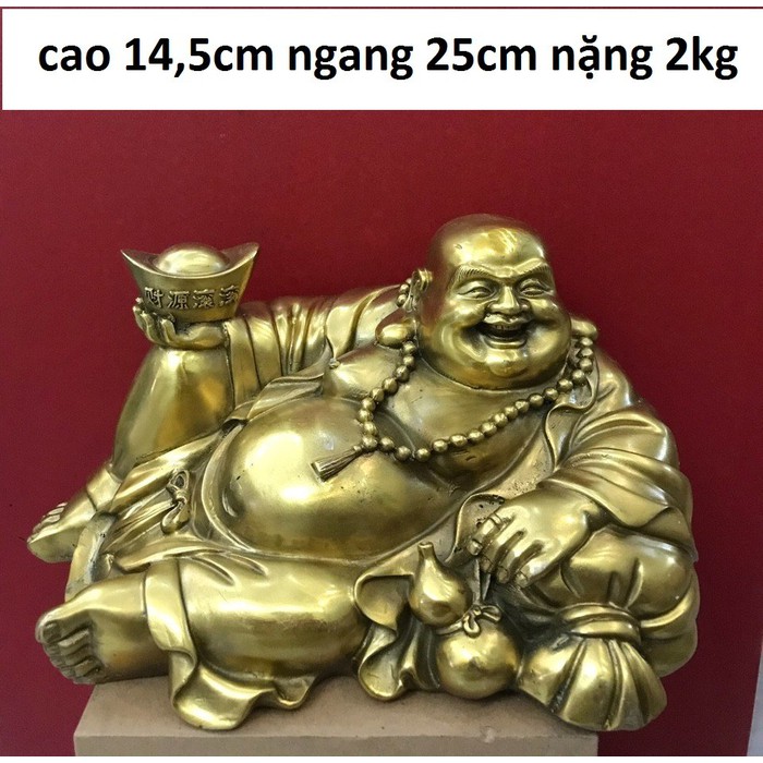 Tượng Di lặc cầm đỉnh vàng bằng đồng MS72a