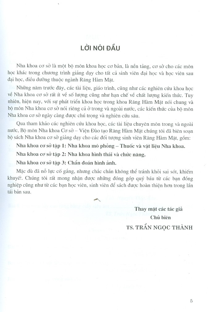 Nha Khoa Cơ Sở - Tập 1 - Nha Khoa Mô Phỏng Thuốc Và Vật Liệu Nha Khoa (Dùng Cho Sinh Viên Răng Hàm Mặt)