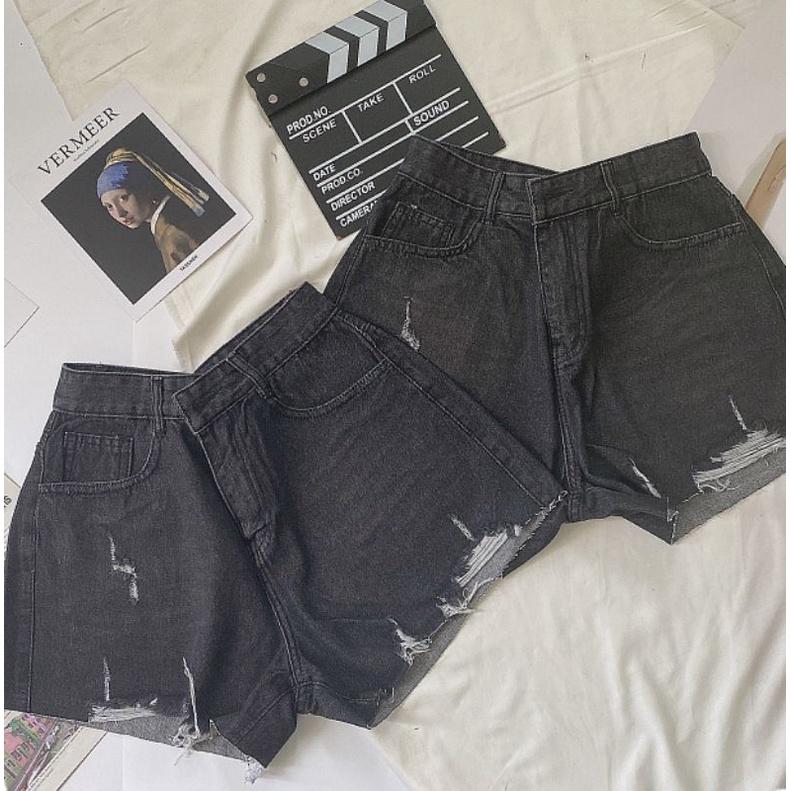 Quần Sort Jean Bigsize QC Đen Xám Rách Mã05