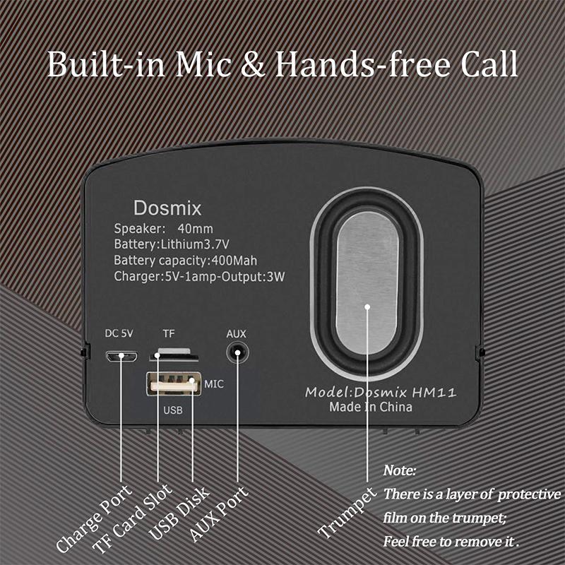 Loa âm thanh nổi không dây Dosmix di động loa cổ điển di động với các cuộc gọi rảnh tay có thể kết nối SD Color: Army Green