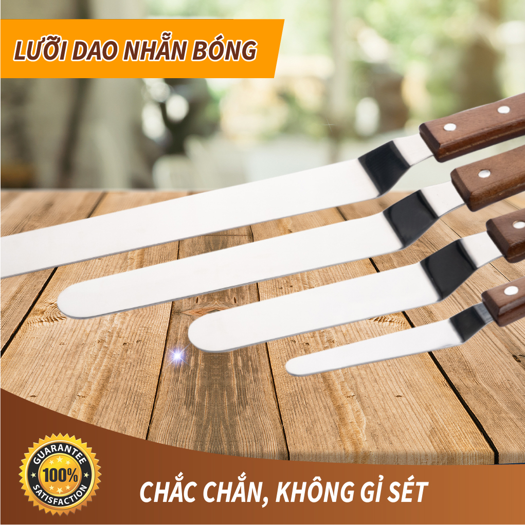 Dao Chà Láng Bánh/ Dao Lấy Bánh, Xẻng Phết Bánh Kem Spatula Model BS. Có 4 Kích Thước, Chất Liệu Inox Cao Cấp, Tay Cầm Gỗ, Siêu Nhẹ. Hàng Nhập Khẩu Chính Hãng Thái Lan