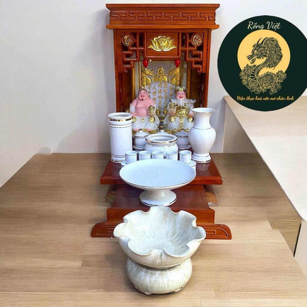 Set ban thần tài sứ trắng RỒNG VIỆT, bộ thờ thần tài đầy đủ cho gia chủ mệnh kim, thuỷ