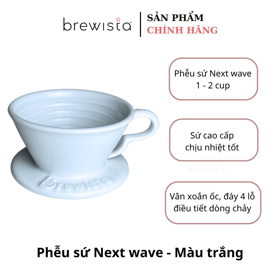 Phễu lọc cà phê Next Wave sứ cao cấp Dripper - màu trắng