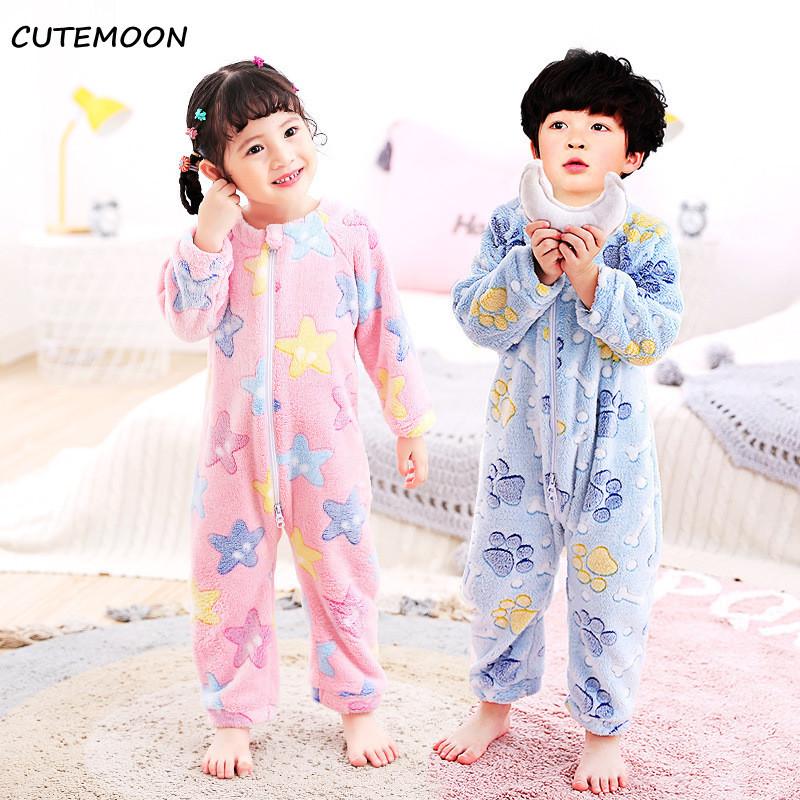 Trẻ Em Hoạt Hình Đi Ngủ Playsuits Bé Chia Chân Sleepsack Tập Đi Cho Bé Mùa Đông Túi Ngủ Trẻ Sơ Sinh Bông Ấm Áp Bộ Đồ Ngủ Ít