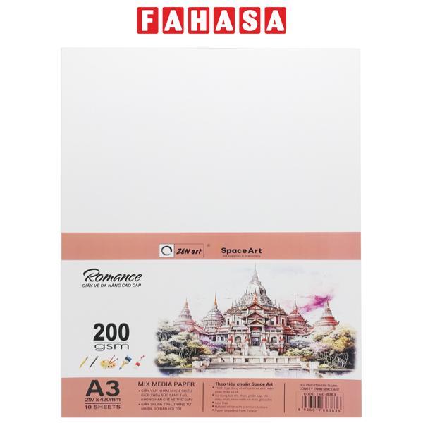 Giấy Vẽ Đa Năng Romance - A3 200gsm - Mix Media Paper - Zen Art TMG 8383 (10 Tờ)