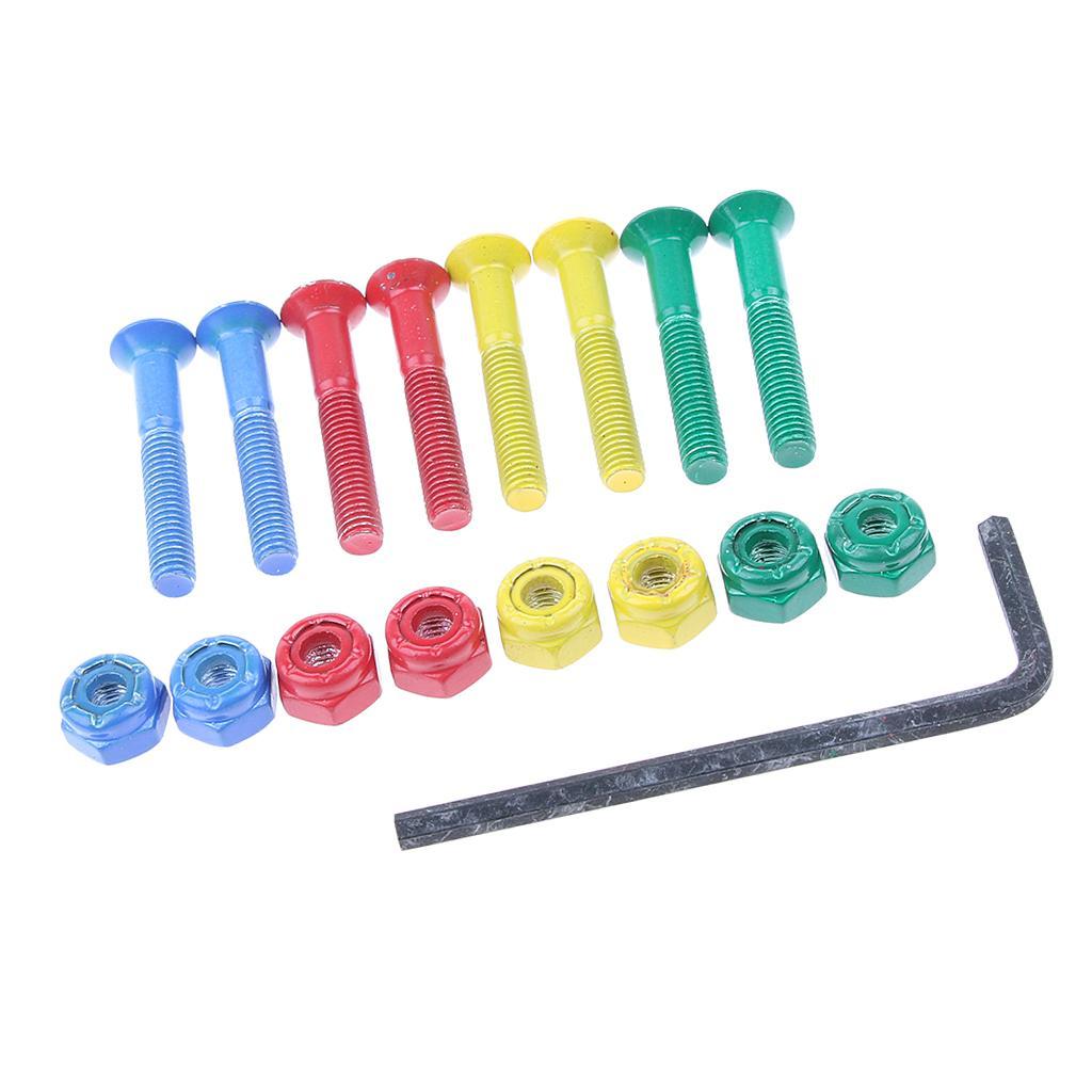 8pcs Replacement Skateboard Truck Hardware Set Longboard Screws Bolts Nuts