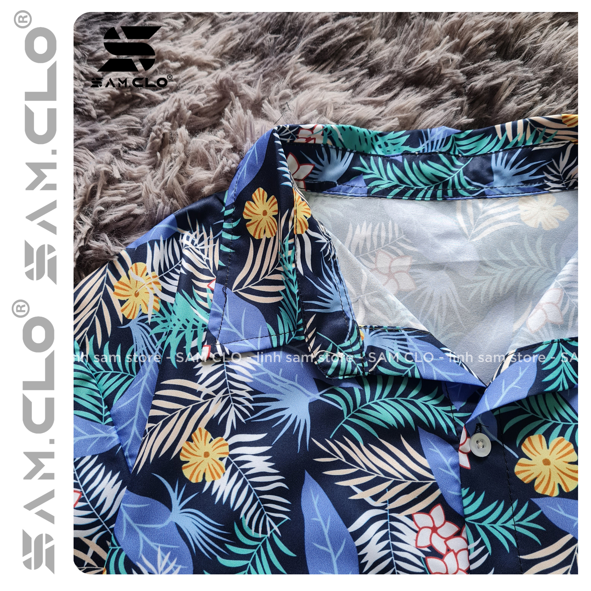 Áo SƠ MI NỮ SAM CLO form rộng in 3D cổ bẻ tay ngắn - lỡ dáng ulzzang freesize unisex mặc cặp, nhóm, hình CÂY HOA LÁ
