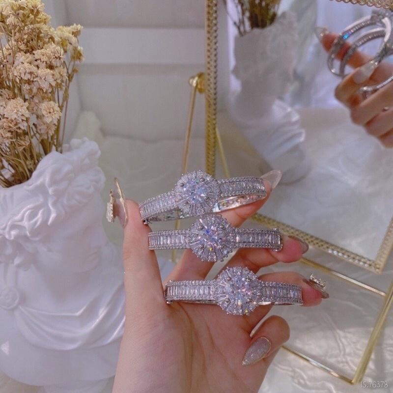 Set bộ Vòng tay và nhẫn nữ xi bạch kim siêu sáng siêu bền Kami