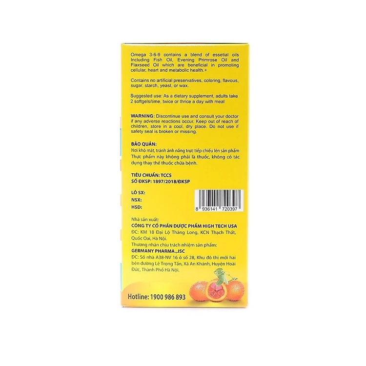 Viên dầu cá Omega 3.6.9 1000mg - Hỗ trợ ngăn ngừa mắc các bệnh về tim mạch