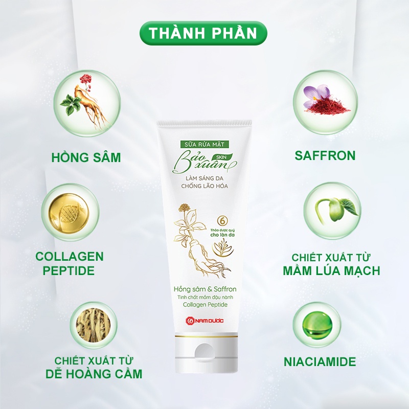 Sữa rửa mặt dịu nhẹ Bảo Xuân Skin, Làm sạch sâu, mờ thâm, giúp da trắng sáng, an toàn
