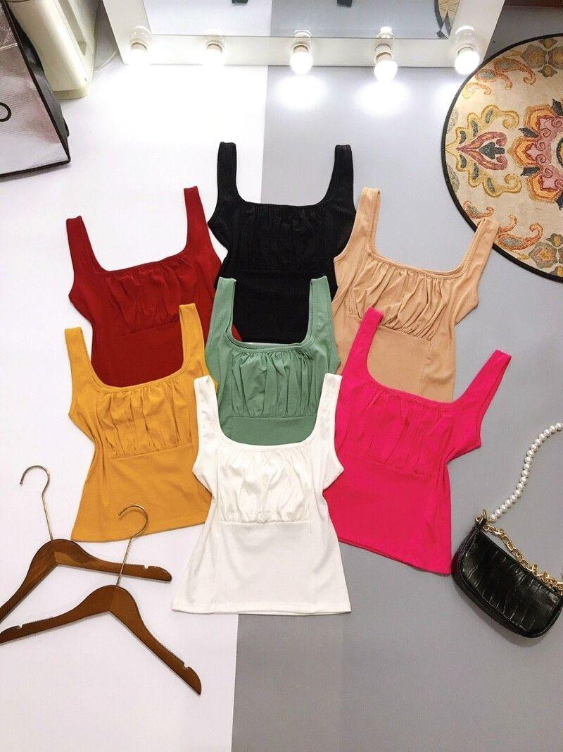 Áo 3 lỗ croptop rúm xinh nhiều màu