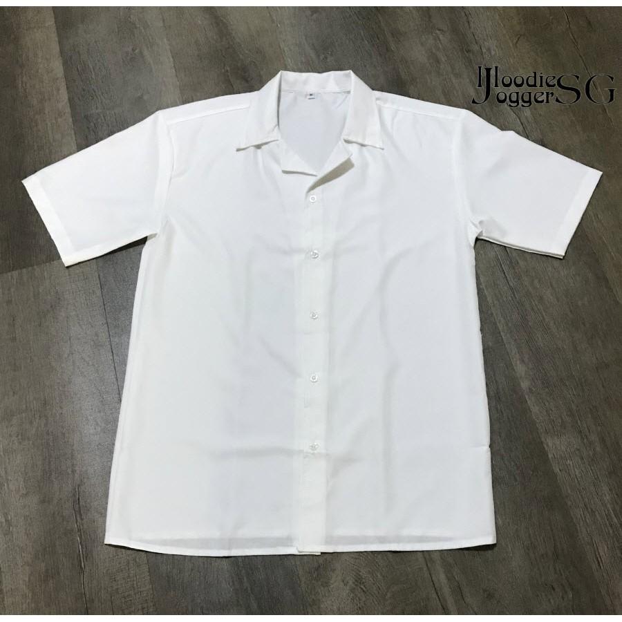Sơ mi tay ngắn cổ vest nam nữ chất lụa mát không nhăn