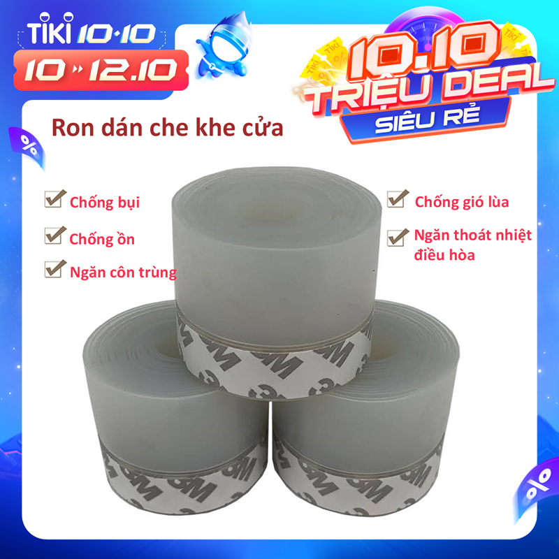 Combo 3 Cuộn Ron Dán Che Khe Cửa , Chân Cửa Cao Cấp Ngăn Bụi , Chống Ồn , Chống Côn Trùng Và Chống Thoát Nhiệt Điều Hòa - Hàng Chính Hãng Cuộn 2M - Trong - 25 Mm