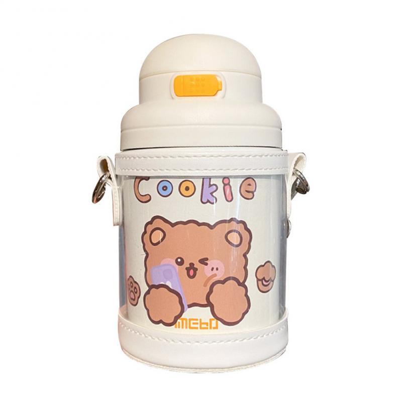 560Ml Dễ Thương Chân Không Nước Ngoài Trời 304 Thép Không Gỉ Cốc Có Ống Hút Trễ Vai Tay Sinh Viên Cốc Nước Di Động Giữ Nhiệt ly