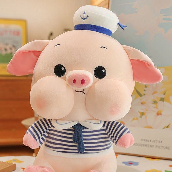 Gấu bông heo thủy thủ má bánh bao cute - Size từ 40cm đến 80cm - Qùa tặng heo bông mặc áo sọc dễ thương