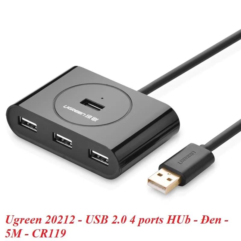 Ugreen UG20212CR119TK 5M màu Đen Bộ chia HUB USB 2.0 sang 4 cổng USB 2.0 cao cấp - HÀNG CHÍNH HÃNG