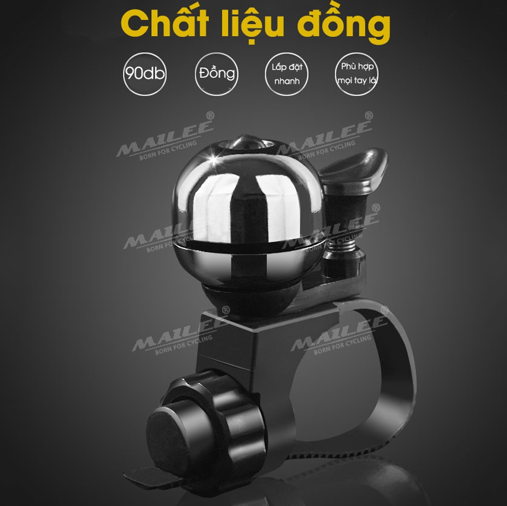 Chuông Xe Đạp Retro cho xe đạp, âm thanh 90dB, chất liệu đồng đường kính tay lái dưới 16-38mm, phù hợp nhiều loại xe phổ thông - Mai Lee