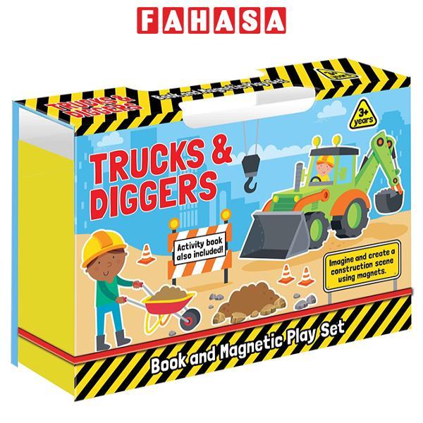 Trucks &amp; Diggers - Book &amp; Magnetic Play Set