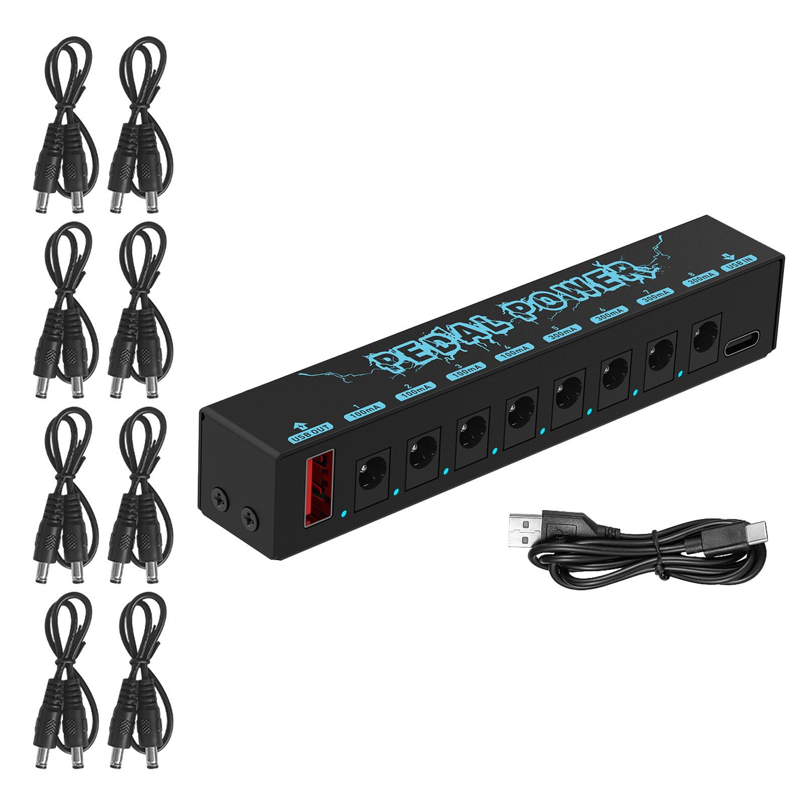 Guitars Power Supply Guitar Effector Power Supply Sturdy 100MA 300MA with 8 Outputs Durable 5V/2.1A Guitar Pedals Power Supply