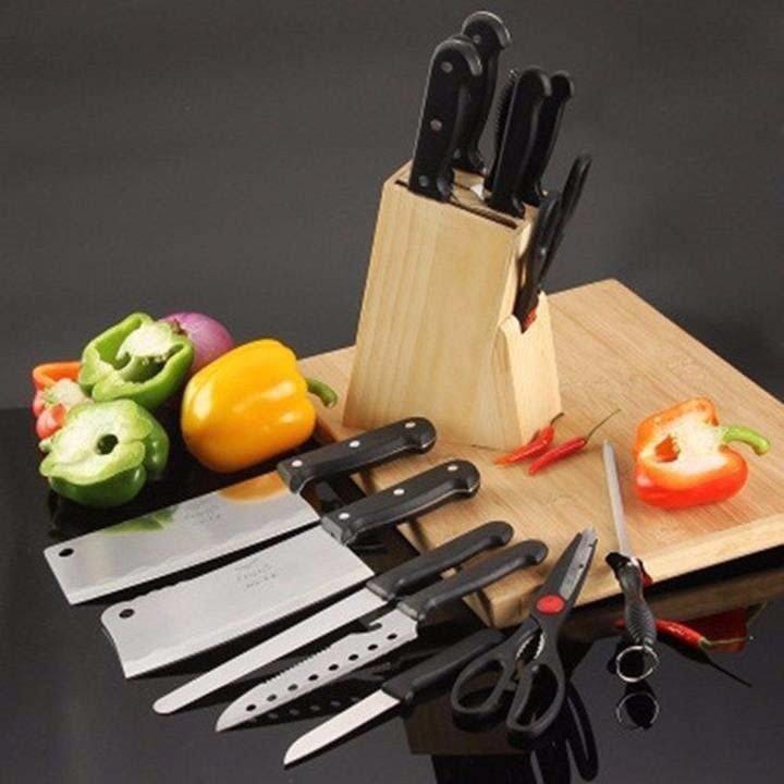 Bộ dao kéo nhà bếp 7 món thép không gỉ kèm kệ cài tiện dụng