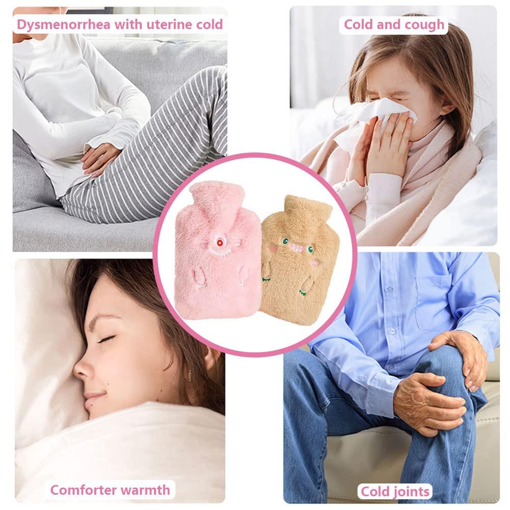 2 miếng chai nước nóng, chai nhiệt sang trọng 2 lít quái vật, chai nhiệt sang trọng có thể tháo rời, quà tặng tốt nhất cho Giáng sinh và mùa đông, để giảm đau, lưng, cổ