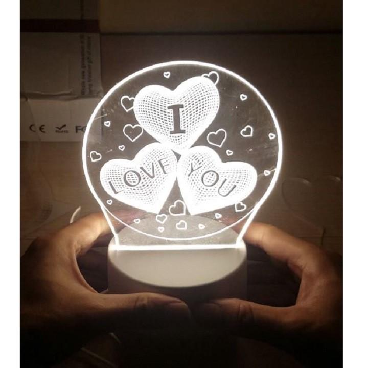 Đèn trang trí hình 3 trái tim ILOVEU