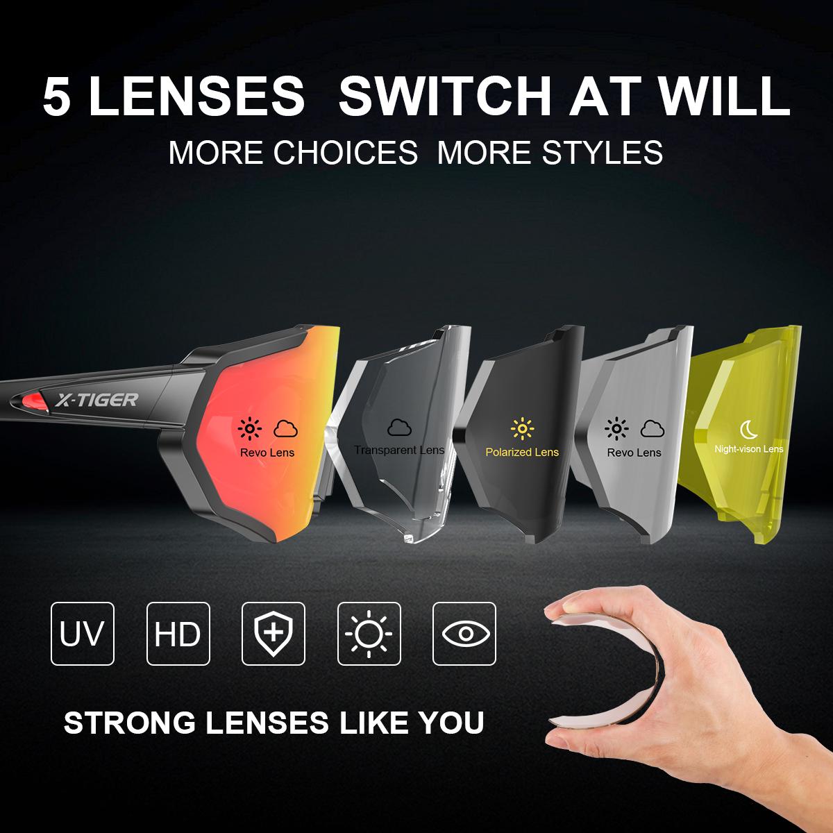 X-hổ phân cực kính phân cực kính đạp xe đạp xe đạp kính râm quang điện Color: Color 01 Lenses Color: 5 lens
