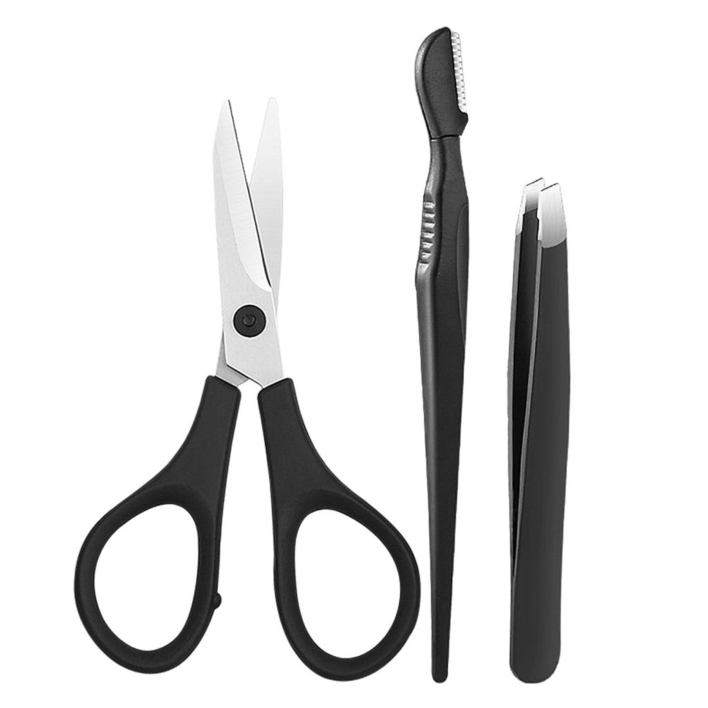 Portable 3pcs/set Eyebrow  Kit Slant Tip Tweezers for Women Trimming