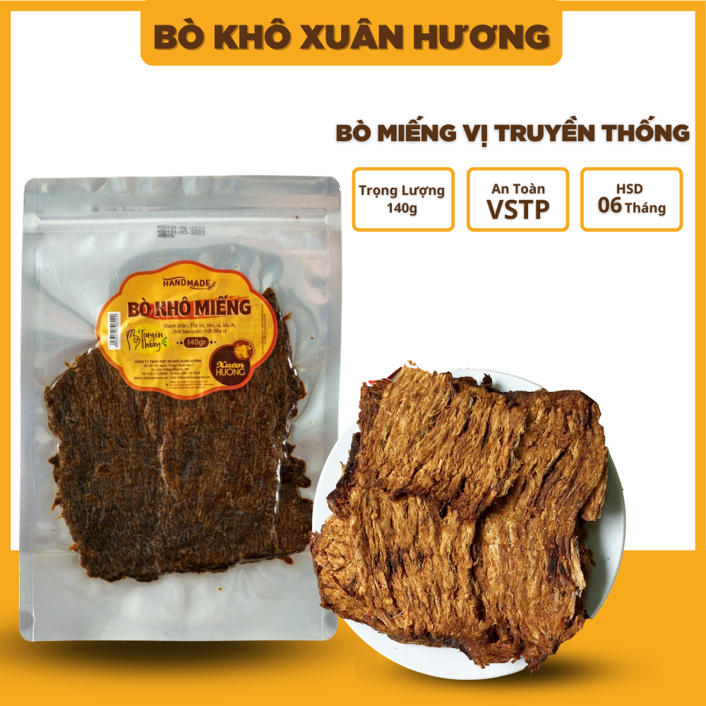 Khô bò khô miếng loại 1, thịt bò khô miếng que vị truyền thống Xuân Hương siêu ngon 140g