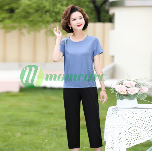 Bộ thể thao trung niên nữ đẹp B16 - Set đồ thể dục mùa xuân hè - Quần áo thời trang cho mẹ, trung tuổi giá rẻ Bigsize
