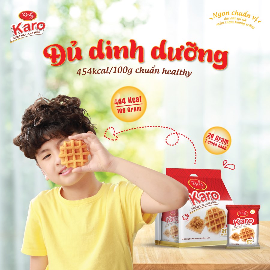 Thùng 48 chiếc Bánh trứng tươi chà bông Karo Richy