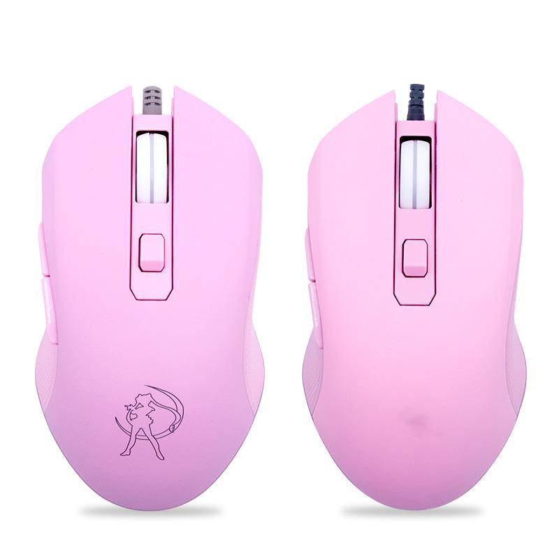 Hồng Chuột Máy Tính Nhiều Màu Sắc Backlit Chuột Quang Có Dây Thời Trang Thủy Thủ Mặt Trăng Chuột Cô Gái Nữ Silent Chuột 2400DPI