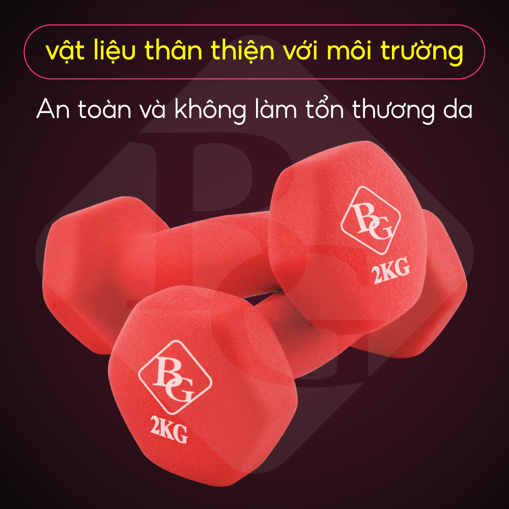 Hình ảnh Bộ 2 tạ tay lõi sắt bọc cao su, tạ tập tay cao su 1kg 2kg 3kg 4kg 5kg BG (hàng nhập khẩu)