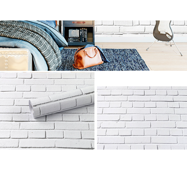 Combo 10 mét giấy dán tường, decal dán tường trang trí nhà cửa GẠCH VIÊN TRẮNG khổ 45cm