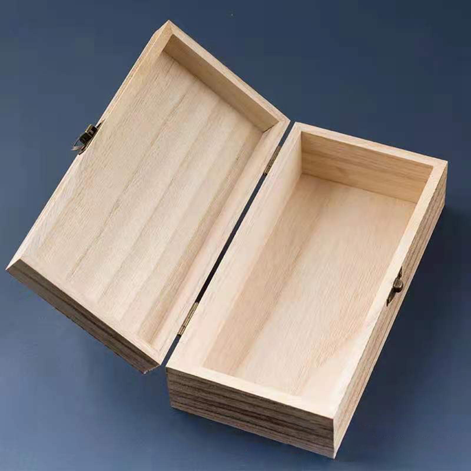 Wooden Storage Box Rectangular Organizer Empty Gift Packaging Box Wooden Box