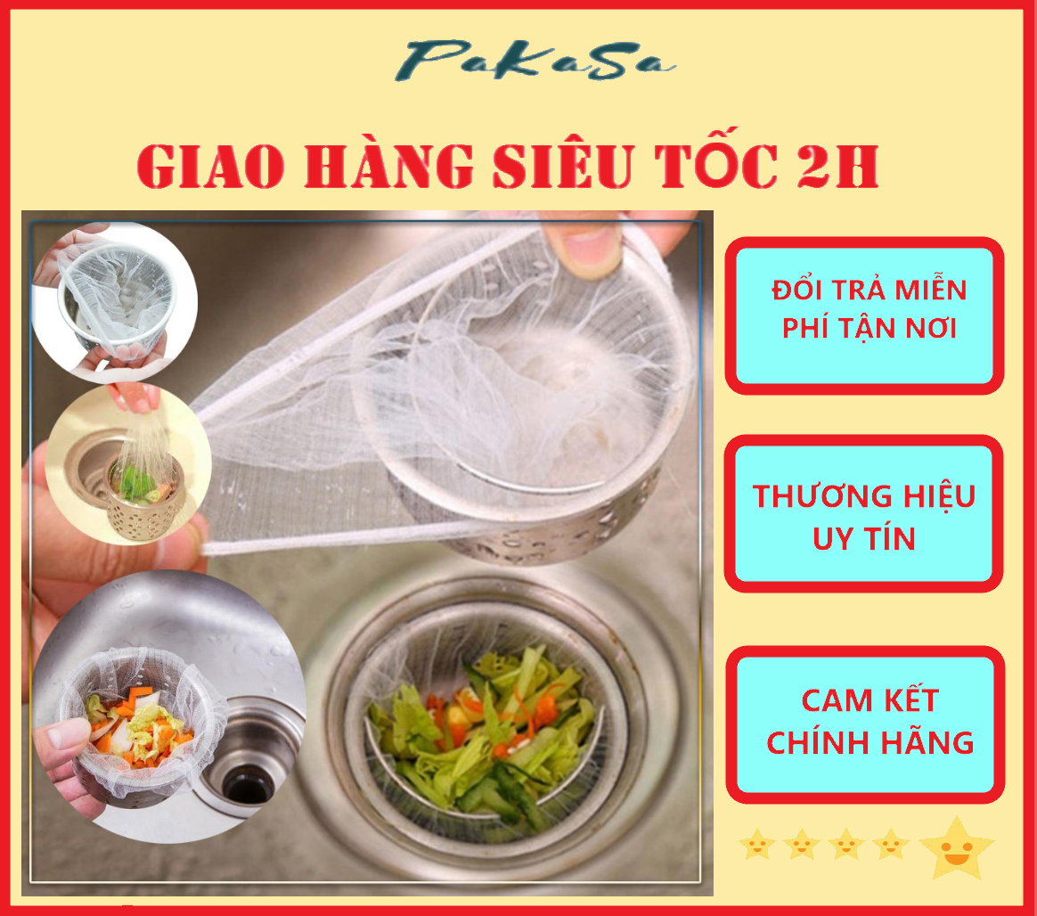 Combo 100 Túi Lưới Lọc Rác Bồn Rửa Chén Siêu Bền - Hàng Chính Hãng 