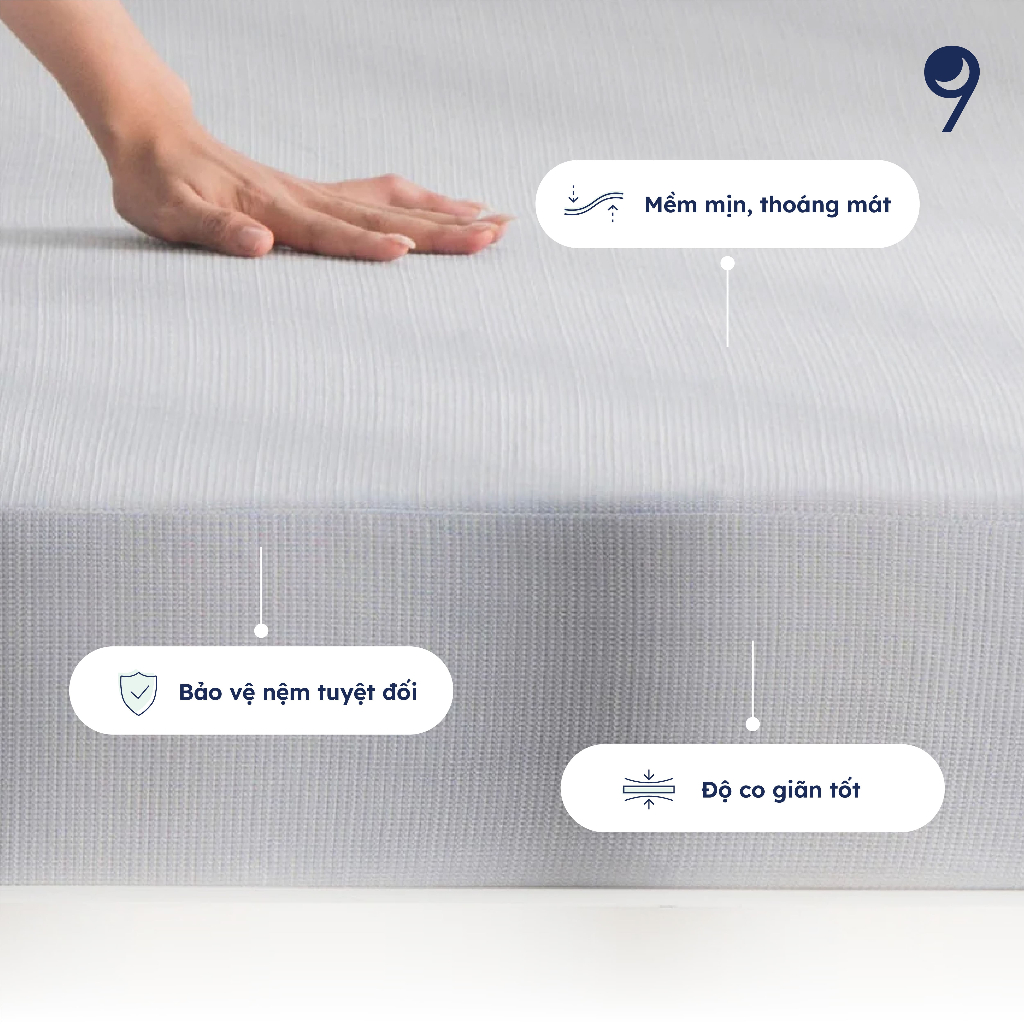 [Phụ Kiện Nệm] Áo Nệm Nest Ru9, Bảo Vệ Nệm Tuyệt Đối, Chất Liệu Tencel Dệt Kim Xám Sang Trọng