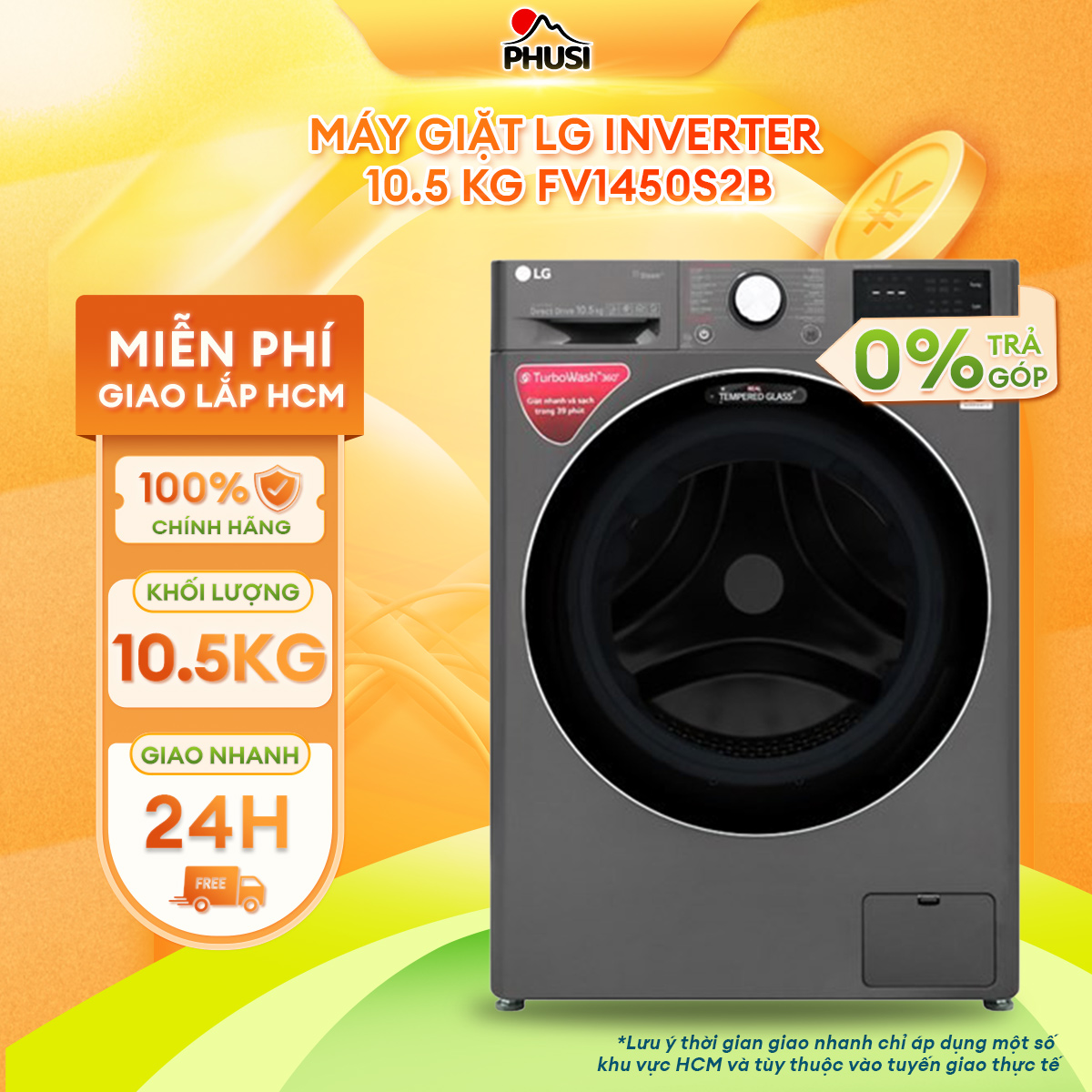 Máy giặt LG Inverter 10.5 kg FV1450S2B - HÀNG CHÍNH HÃNG