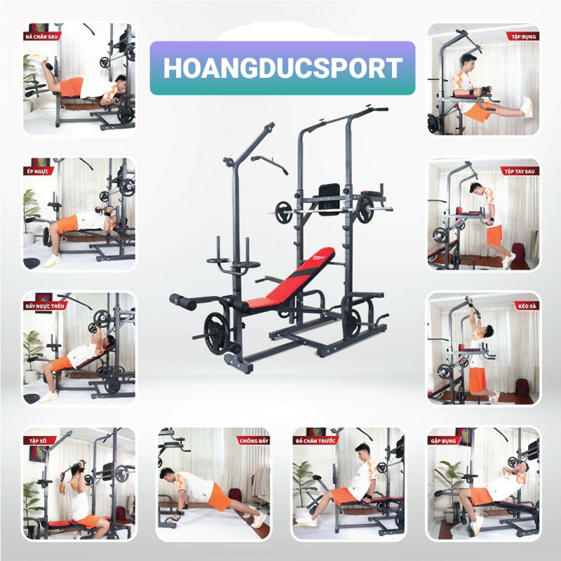 Ghế tập tạ đa năng xà đơn xà kép Hoàng Đức sport 1604