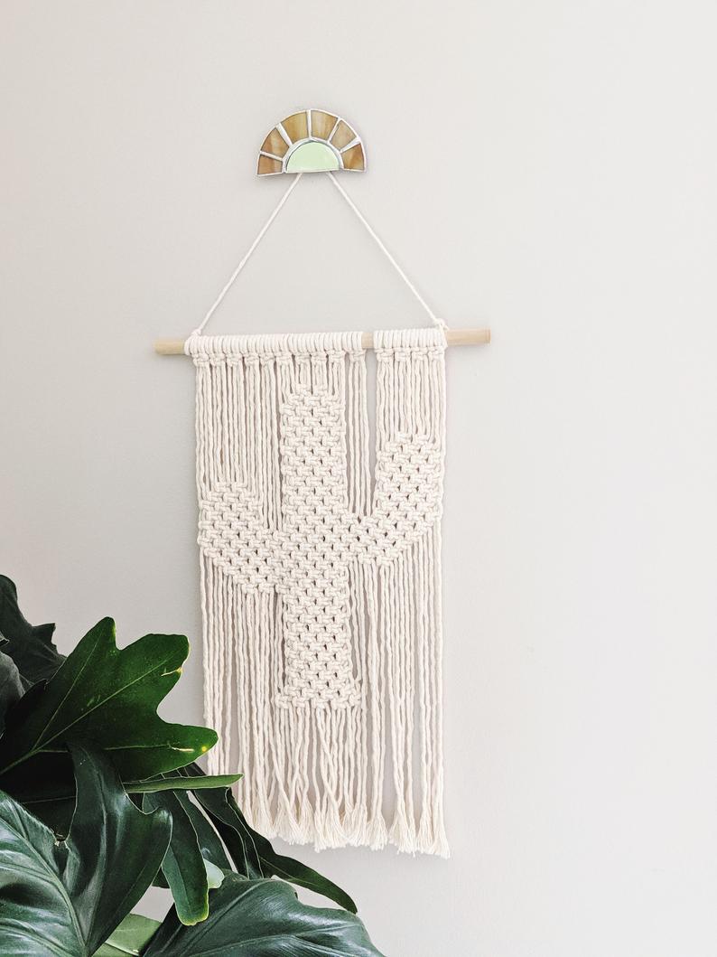 Thảm Xương Rồng Trang Trí Tường Macrame - Sản Phẩm Handmade Nghệ Thuật, Dùng Treo Tường Decor, Làm Quà Tặng, Trang Trí Phòng Ngủ, Phòng Khách