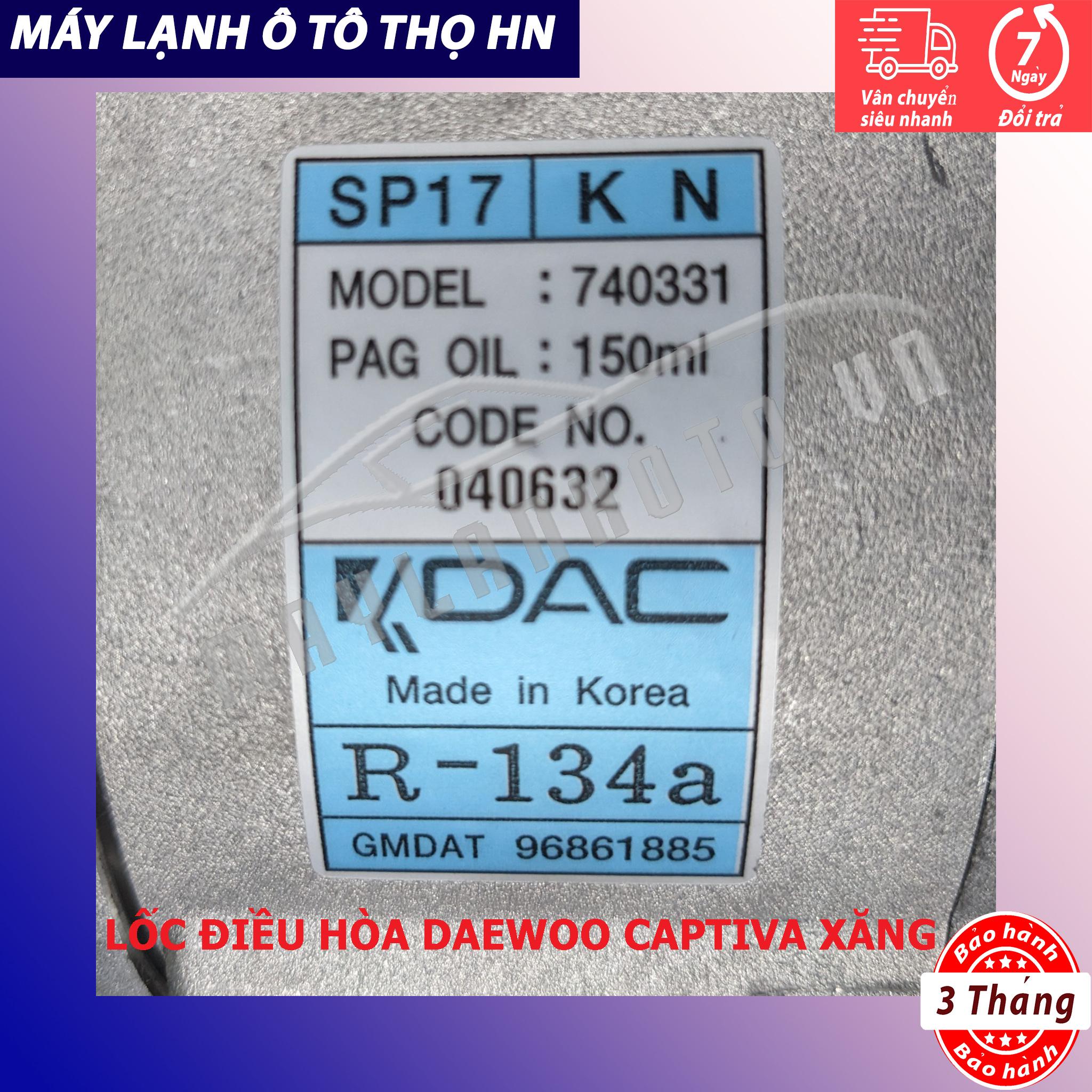 Lốc điều hòa Chevrolet Captiva máy xăng 2007 2008 2009 2010 2011 2012 Hàng xịn Hàn Quốc 07 08 09 10 11
