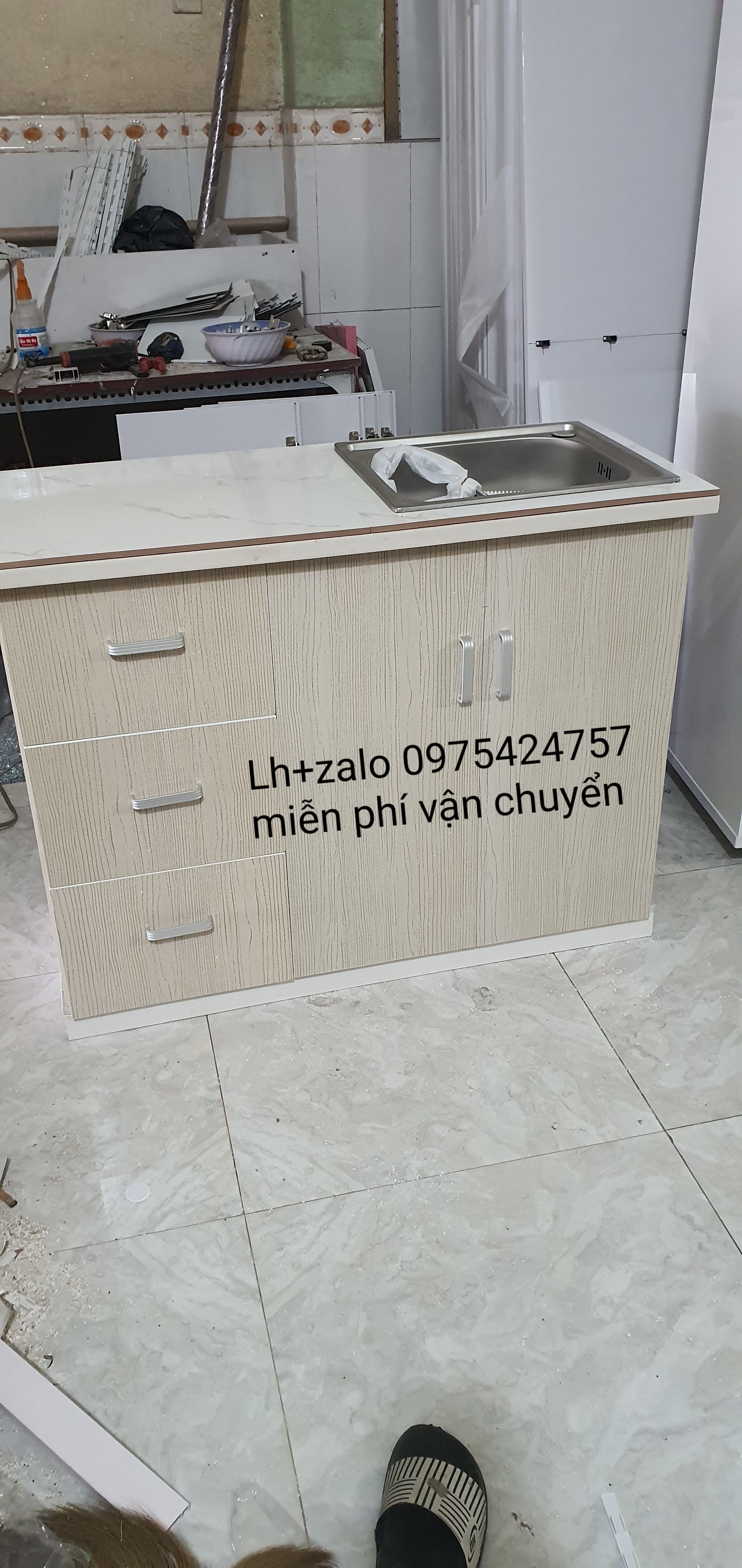 Tủ bếp mini sẵn bồn hộp kéo