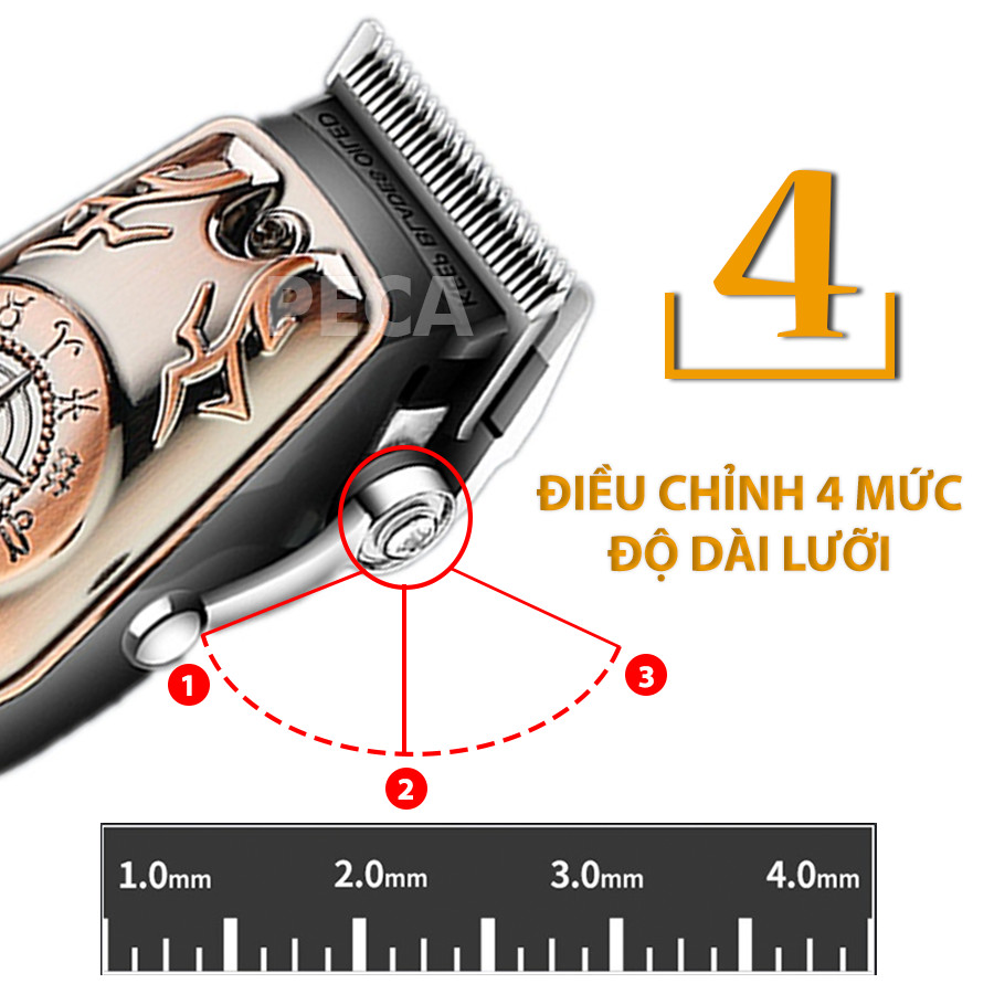 Tông đơ cắt tóc chuyên nghiệp KEMEI KM-2617 màn hình LCD theo dõi pin tiện lợi công suất mạnh mẽ 5W vỏ thép hoa văn cá tinh barber shop, tiệm tóc, salon tóc