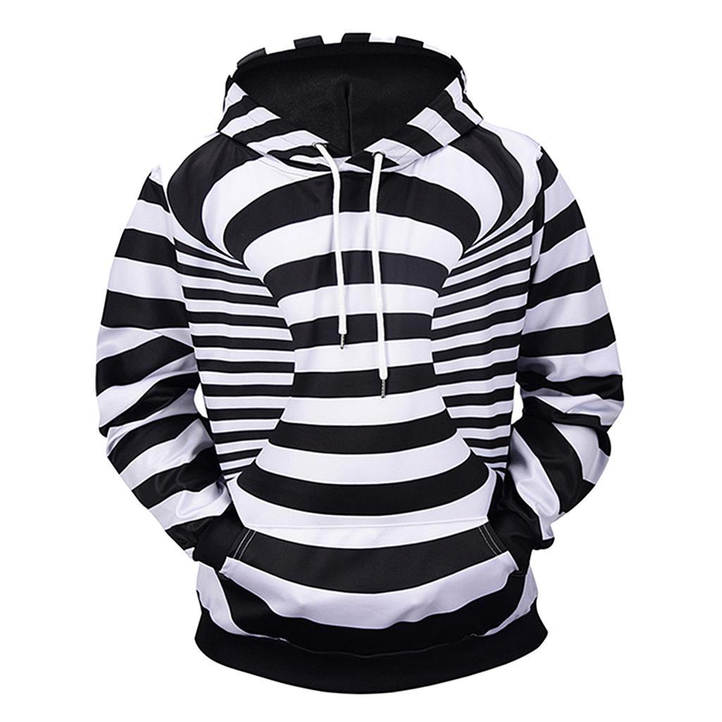 Novelty Men Women 3D Zebra Cross Stripe Hoodie Sweater Sweatshirt Jacket Coat Pocket Pullover Tops