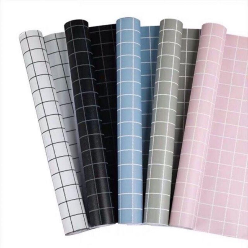 10m giấy dán tường kẻ ô vuông phong cách hàn quốc khổ 45cm.