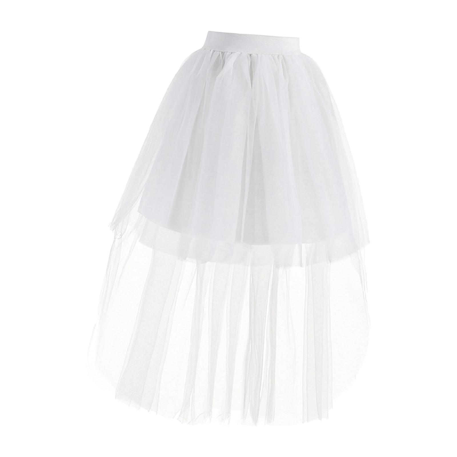 Mini Women Long Tulle Skirt Layered MIDI Skirt A Line Overlay Maxi Skirt Evening Prom Elastic High Waist Dancewear Cosplay