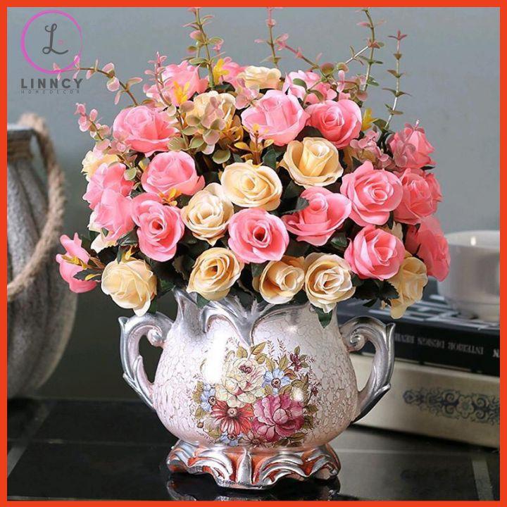 Bình hoa decor họa tiết Châu Âu trang trí nhà cửa