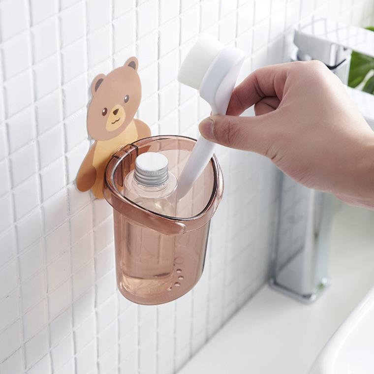 Cốc gấu đựng bàn chải kem đánh răng, Cốc gấu dán tường siêu dính thảm lau chân