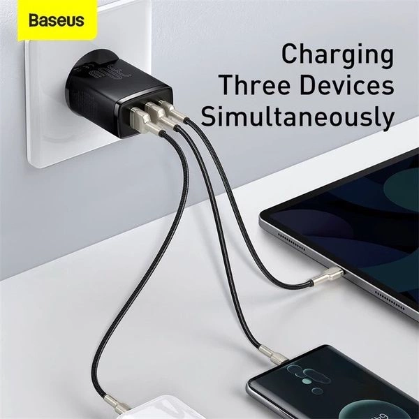 Hình ảnh Củ sạc nhanh Baseus compact quick charger 3 cổng 2A1C 30W- hàng chính hãng