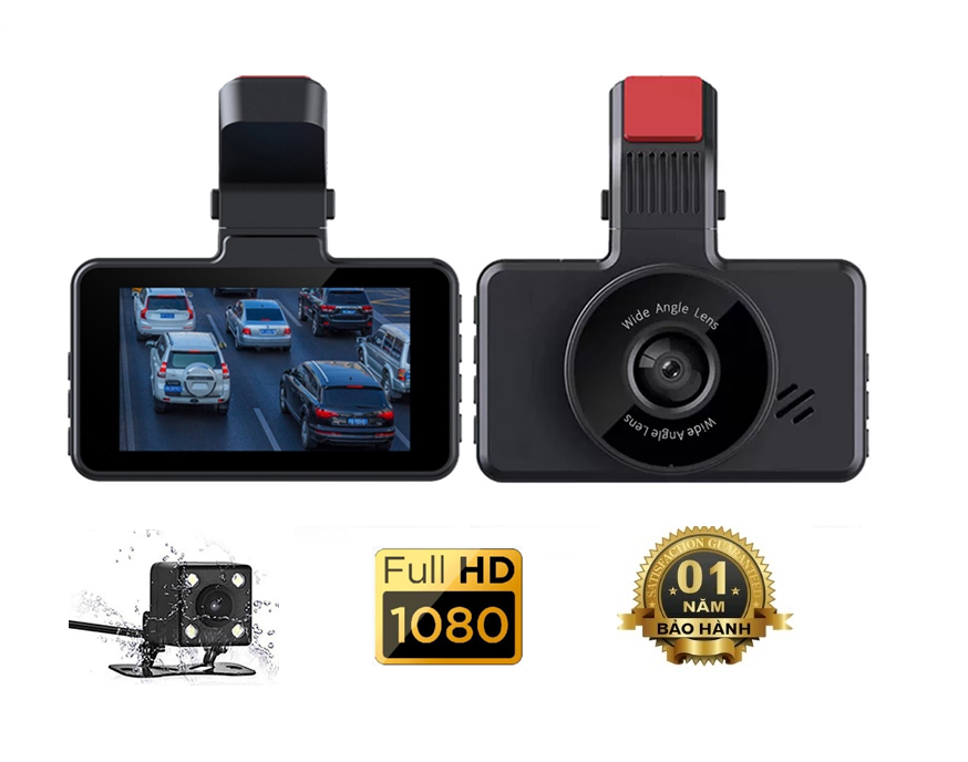 Camera hành trình ô tô K10 PRO FHD 1080P Siêu nét -Góc rộng 170 độ - Màn hình 3 inch -Tặng kèm camera lùi